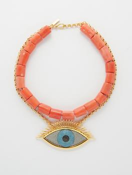 商品Begüm Khan | Eye layered 24kt gold-plated necklace,商家MATCHES,价格¥13602图片