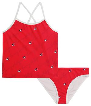 Tommy Hilfiger | Tonal Script Two-Piece Tankini Swimsuit (Big Kids)商品图片,3.9折