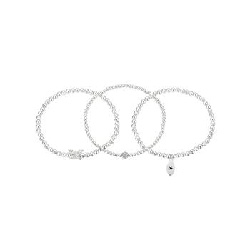 Unwritten | Silver Plated Crystal Butterfly Stretch Bracelet Trio商品图片,