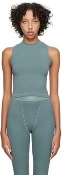SKIMS | Blue Cotton Jersey Mock Neck Tank Top,商家Ssense US,价格¥217