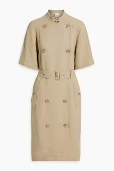 推荐Double-breasted belted crepe midi dress商品