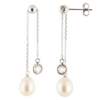 Splendid Pearls | Sterling Silver Slider 7.5-8mm Freshwater Pearl Earrings 1.6折, 独家减免邮费