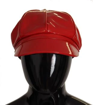 Dolce & Gabbana | Dolce & Gabbana Red Lamb Leather Small Brim DG Logo Chain Cap Hat,商家SEYMAYKA,价格¥2024