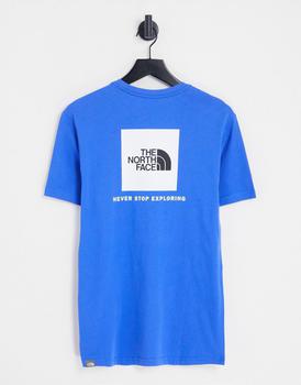 推荐The North Face Red Box back print t-shirt in blue Exclusive at ASOS商品