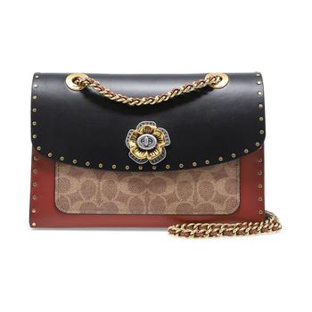 coach托特包斜挎包, Coach | 香港直邮COACHParker26中号山茶花单肩斜挎铆钉链条包C4659B4M2商品图片 额外8.2折x额外9折, 额外八二折, 额外九折