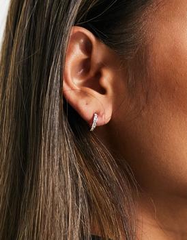 商品Ted Baker London | Ted Baker Seeni rose gold mini hoop huggie earrings with Swarovski crystals,商家ASOS,价格¥263图片