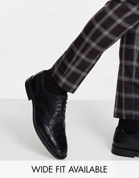 推荐ASOS DESIGN oxford brogue shoes in black leather商品