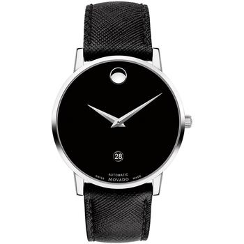 Movado | Men's Swiss Automatic Museum Black Calfskin Leather Strap Watch 40mm商品图片,
