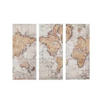 商品Map of the World Printed Canvas, Set of 3,商家Macy's,价格¥1570图片