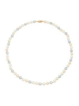 商品14K Yellow Gold & Multicolor Round Akoya Cultured Pearl Necklace图片
