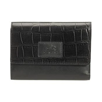 Mancini Leather Goods | Women's Croco Collection RFID Secure Mini Clutch Wallet 