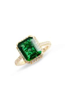 Suzy Levian | 14K Gold Plated Sterling Silver Emerald Cubic Zirconia Ring,商家Nordstrom Rack,价格¥1118