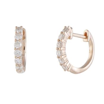 商品LB Exclusive | .50ct Small 14K Rose Gold 6 Diamond Tiny Round Hoop Earrings,商家Jomashop,价格¥4542图片