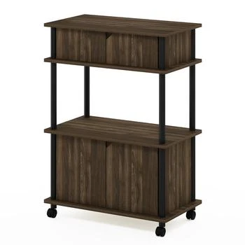Furinno | Turn-N-Tube Toolless Storage Cart with Cabinet, Columbia Walnut/Black,商家Premium Outlets,价格¥1025