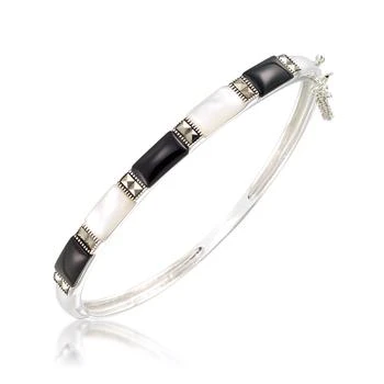 Macy's | Marcasite, Onyx and Mother Of Pearl Bangle in Sterling Silver,商家Macy's,价格¥1101