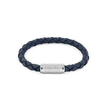 Men's Braided Blue Suede Leather Bracelet,价格$65.35