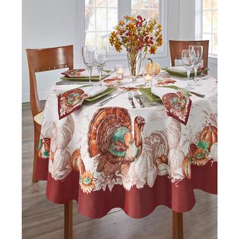 商品Elrene | Holiday Turkey Bordered Fall Tablecloth,商家Macy's,价格¥183图片