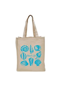 推荐17" Beige Reusable Shopping and Tote Bag with Sea Shells Design商品