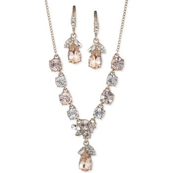 商品Givenchy | Gold-Tone 2-Pc. Set Pink Stone & Crystal Fancy Statement Necklace & Matching Drop Earrings,商家Macy's,价格¥326图片