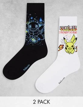 ASOS | ASOS DESIGN 2 pack Pokemon sports socks in black and white 