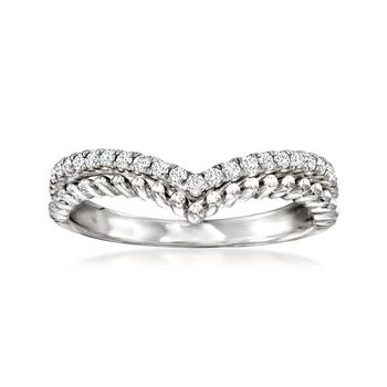 Ross-Simons | Ross-Simons Pave Diamond Beaded Chevron Ring in Sterling Silver,商家Premium Outlets,价格¥3237