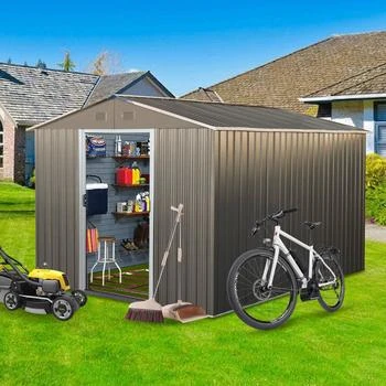 Simplie Fun | 8x10ft Outdoor Metal Storage Shed Grey,商家Premium Outlets,价格¥4626