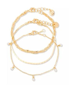 brook & york | "14k Gold" Darcy Imitation Pearl Bracelet Set, 3 Piece,商家Macy's,价格¥898