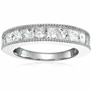 商品Vir Jewels | 2 cttw Princess Cut Diamond Wedding Band with Milgrain 14K White or Yellow Gold,商家Premium Outlets,价格¥8586图片