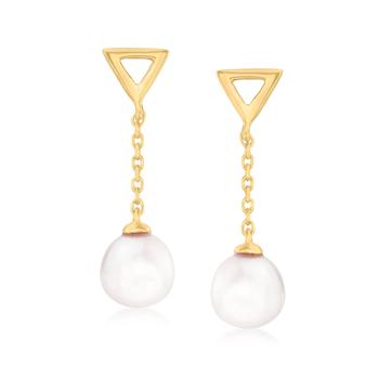 Ross-Simons | Ross-Simons 6-6.5mm Cultured Pearl Triangle Drop Earrings in 14kt Yellow Gold商品图片,2.6折