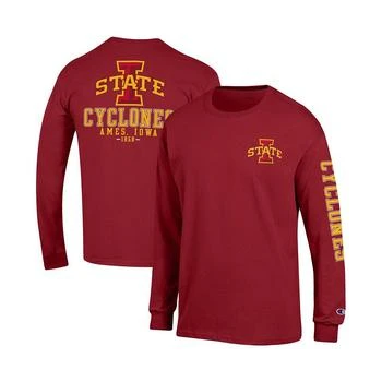 CHAMPION | Men's Cardinal Iowa State Cyclones Team Stack Long Sleeve T-shirt 