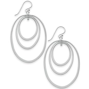 Essentials Jewelry, Essentials | Extra Large Silver Plated Triple Oval Hoop Drop Earrings商品图片 5折×额外7折, 额外七折