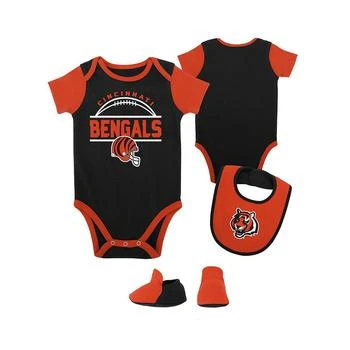 Outerstuff | Baby Boys and Girls Black, Orange Cincinnati Bengals Home Field Advantage Three-Piece Bodysuit, Bib and Booties Set,商家Macy's,价格¥238