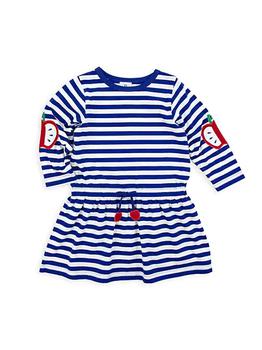 推荐Little Girl's Stripe Apple Embroidered Dress商品
