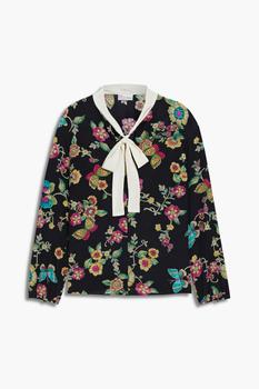 推荐Pussy-bow floral-print silk-crepe blouse商品