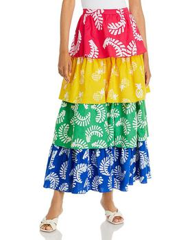 AQUA | Rainbow Leaf Print Maxi Skirt - 100% Exclusive商品图片,1.9折