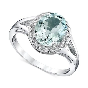 Macy's | Aquamarine (2-1/3 ct. t.w.) & Diamond (1/10 ct. t.w.) Halo Ring in Sterling Silver,��商家Macy's,价格¥5197