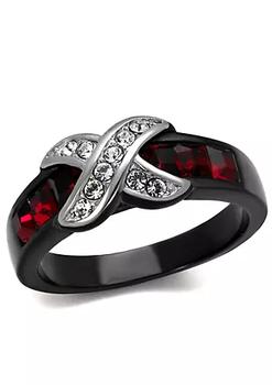 推荐Women's Black Stainless Steel Engagement Ring with Top Grade Crystal - Size 6 (Pack of 2)商品