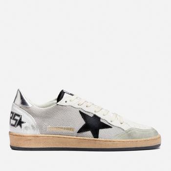 Golden Goose | Golden Goose Ball Star Distressed Leather and Canvas Trainers商品图片,额外8折, 额外八折