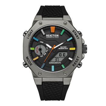 Kenneth Cole | Men's Ana-digi Black Silicon Strap Watch, 46mm商品图片,