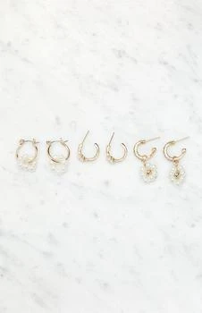 LA Hearts | 3 Pack Dainty Pearl Hoop Earrings,商家PacSun,价格¥82