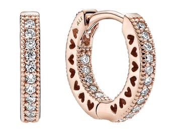 潘多拉耳钉, PANDORA | Pavé Heart Hoop Earrings商品图片 7.4折