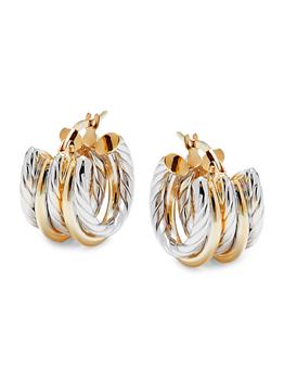 商品14K Two Tone Gold Huggie Earrings图片