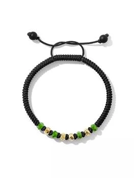 David Yurman | Fortune Woven Black Nylon Bracelet with Nephrite Jade, Black Onyx and 18K Yellow Gold,商家Saks Fifth Avenue,价格¥5126