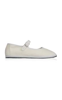 推荐ViBi VENEZiA - Velvet Mary Jane Flats - White - IT 41 - Moda Operandi商品