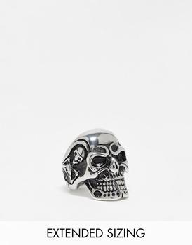 ASOS | ASOS DESIGN Halloween waterproof stainless steel chunky signet ring with skull商品图片,