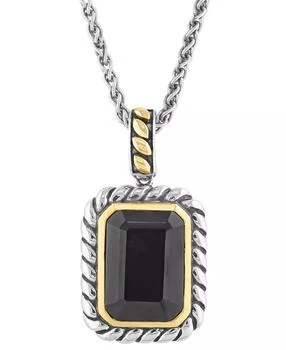 Effy | EFFY® Onyx Rope-Framed 18" Pendant Necklace in Sterling Silver & 14k Gold-Plate,商家Macy's,价格¥4840