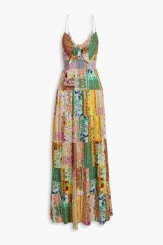 推荐Karolina patchwork-effect printed linen-blend maxi dress商品