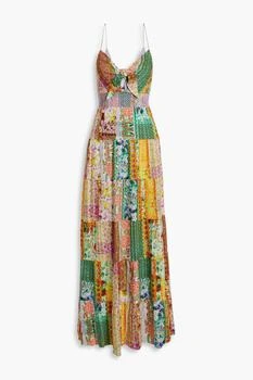 Alice + Olivia | Karolina patchwork-effect printed linen-blend maxi dress 3折, 独家减免邮费