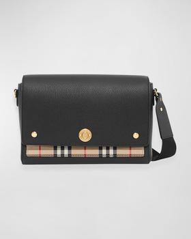 Burberry | Note Medium Leather & Vintage Check Crossbody Bag商品图片,
