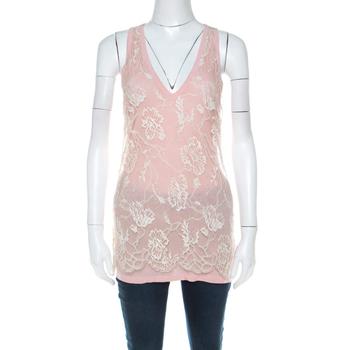 推荐Emanuel Ungaro Pale Pink Floral Lace Overlay Tank Top L商品